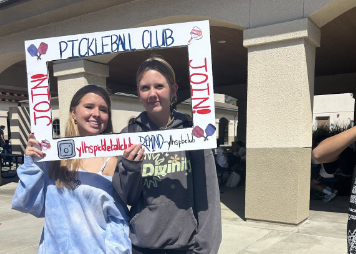 Madison Juhl(11), the social media manager, and Sadie Smith(11), the treasurer, of Pickleball Club at club Rush. 